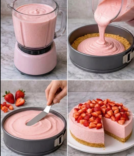 Jahodový cheesecake bez pečení