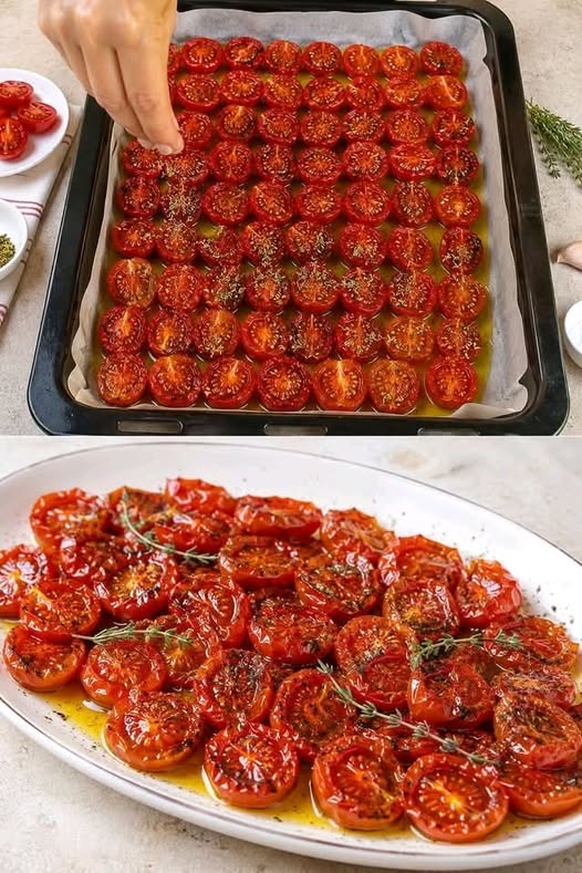 Chutné pečené konfitované cherry rajčátka