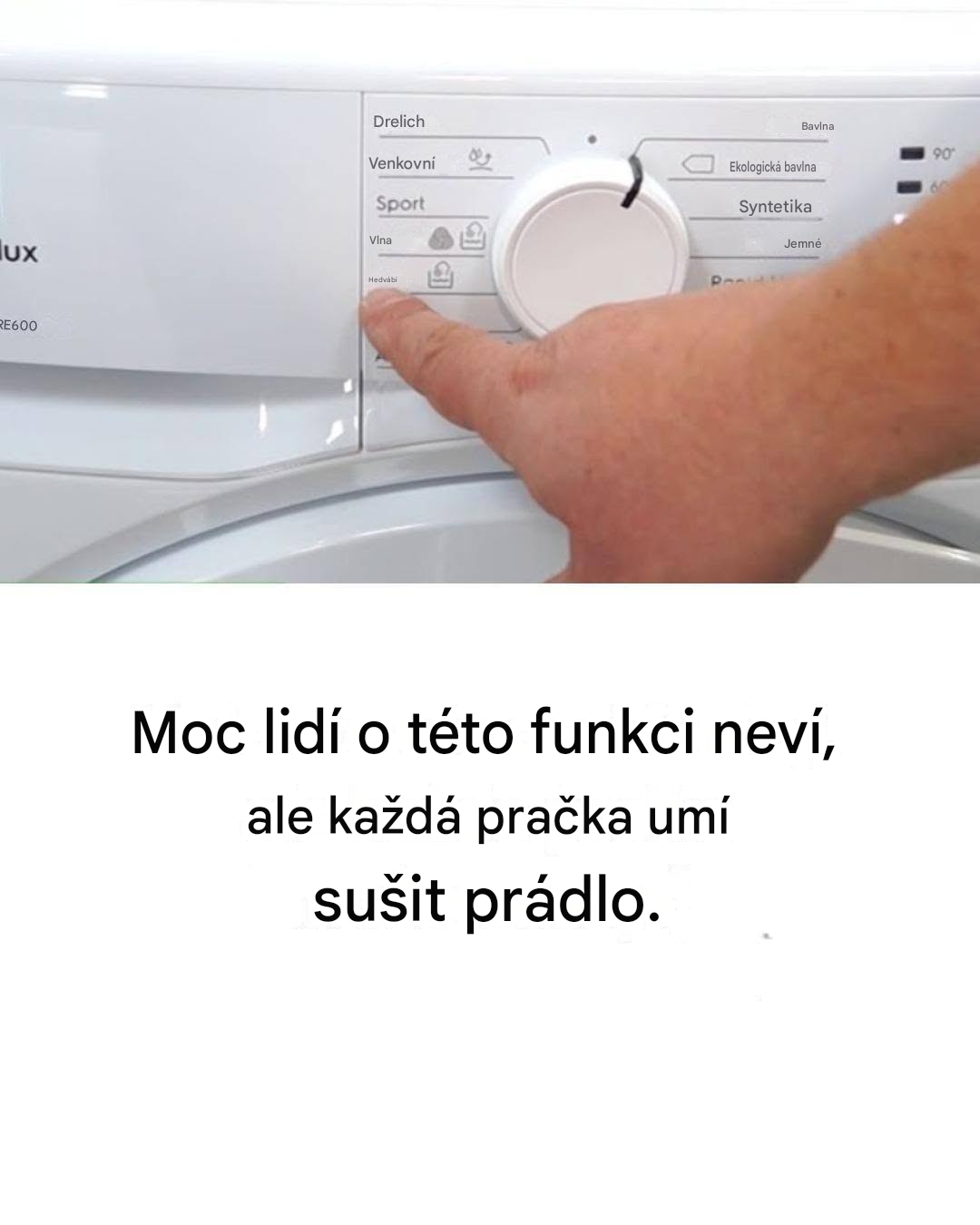 10 z 10 praček umí sušit, ale jen málo z nich tuto funkci zmiňuje.