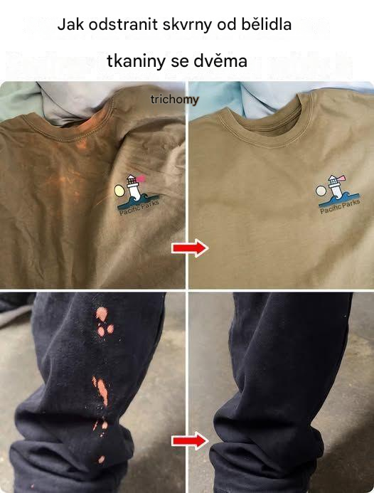 Jak odstranit skvrny od bělidla z tkanin pomocí dvou triků…