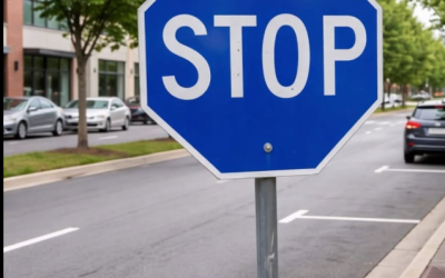 Proč jsou některé značky STOP modré – a co by měli řidiči dělat
