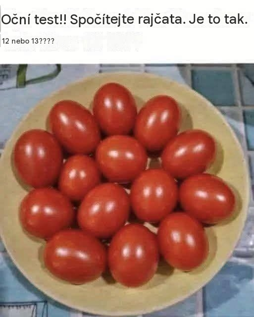 Zkuste zrak!! Spočítejte rajčata, je jich 12 nebo 13?