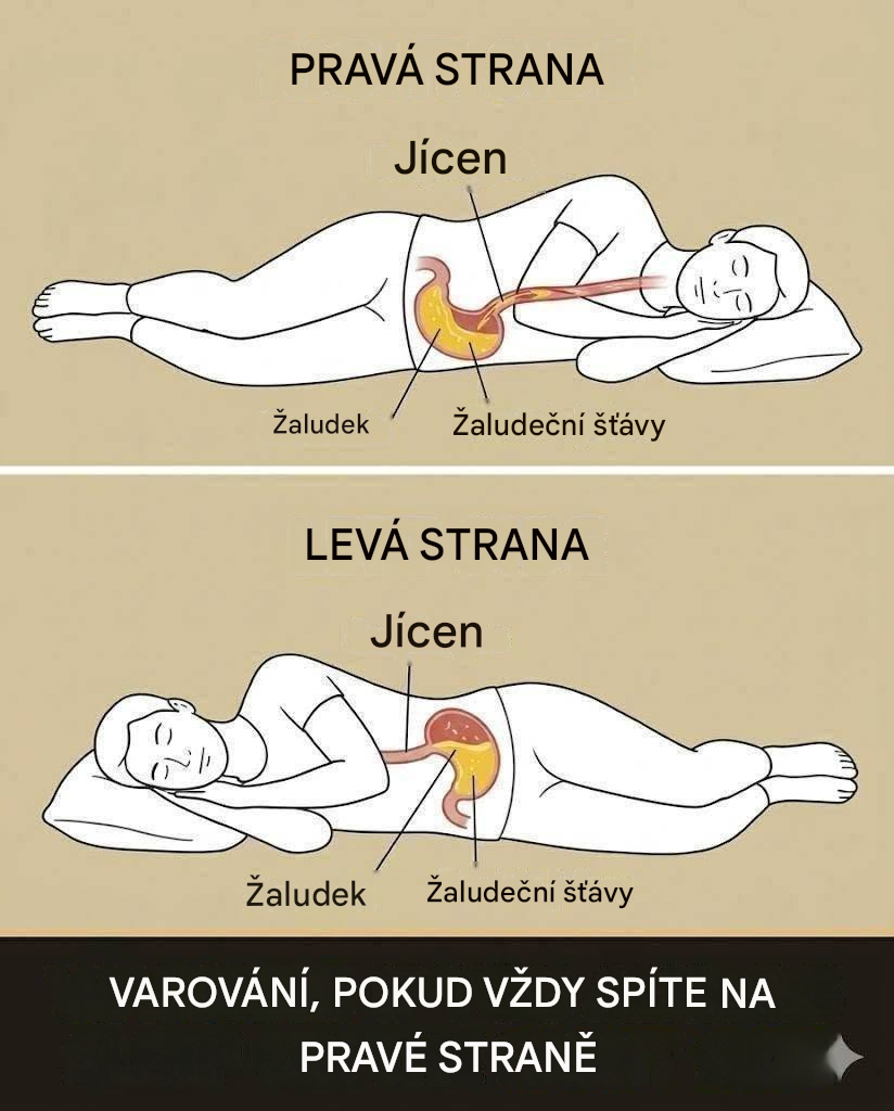 Jaká rizika vám hrozí, když spíte na pravém boku?